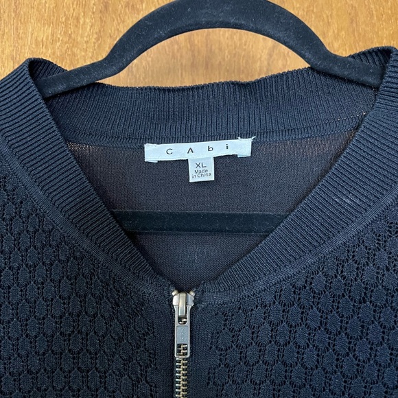 CAbi Black Textured Zippered Bomber Style Sweater Style #201 | Size XL - Picture 5 of 7